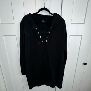 Women's Soho Black Hoodie Sweatshirt Mini Dress - Large